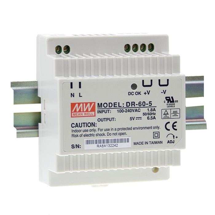 Din-Rail power supply MeanWell HDR-series ; panel mount switching power supplies 
