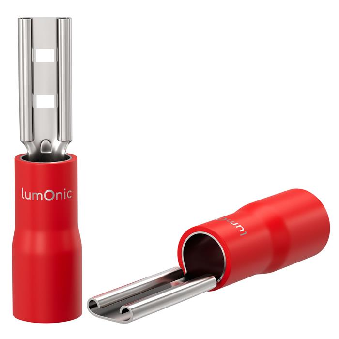 25x Flat receptacle partially insulated 0,5-1,5mm² Red for flat plug Brass tinne - Picture 2 of 4