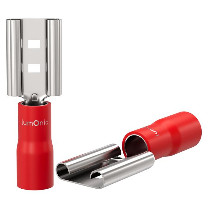 25x Flat receptacle partially insulated 0,5-1,5mm² Red for flat plug Brass tinne - Picture 4 of 4