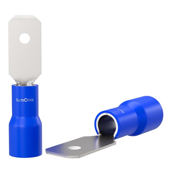 25x Flachstecker teilisoliert 1,5-2,5mm² Blau Steckverbinder Messing verzinnt - Picture 3 of 4