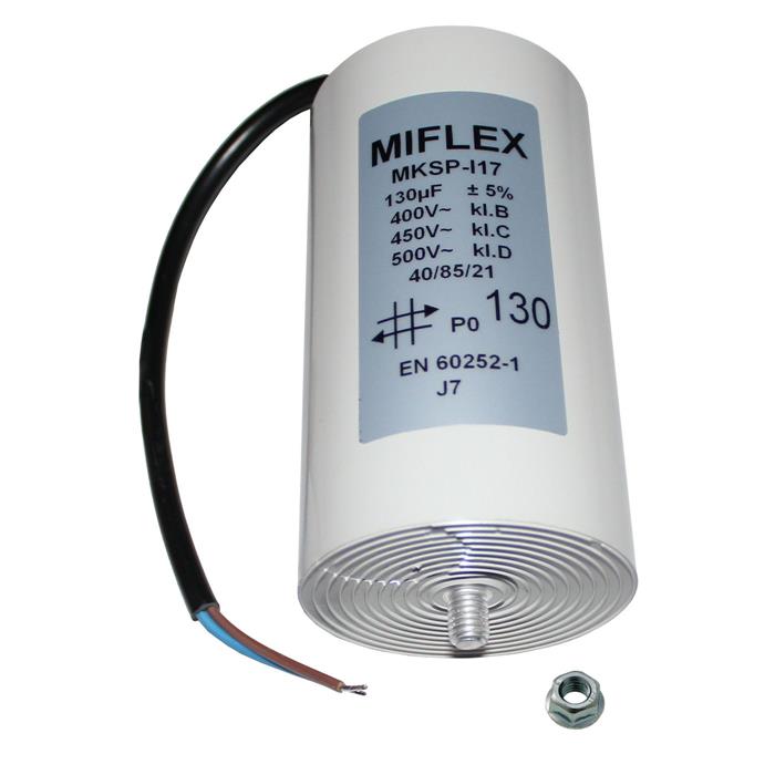 Condensateur du moteur 10/µF 450V 35x65mm C/âble M8 ; Miflex ; 10uF