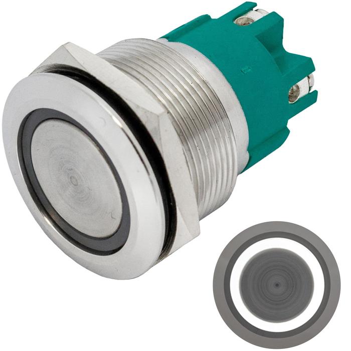 Stainless steel Pressure switch Flat Ø25mm Ring LED IP65 Screw Connection 250V 3 - Picture 4 of 8