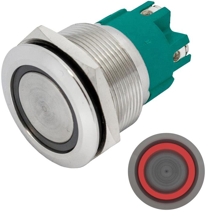 Stainless steel Pressure switch Flat Ø25mm Ring LED IP65 Screw Connection 250V 3 - Picture 5 of 8