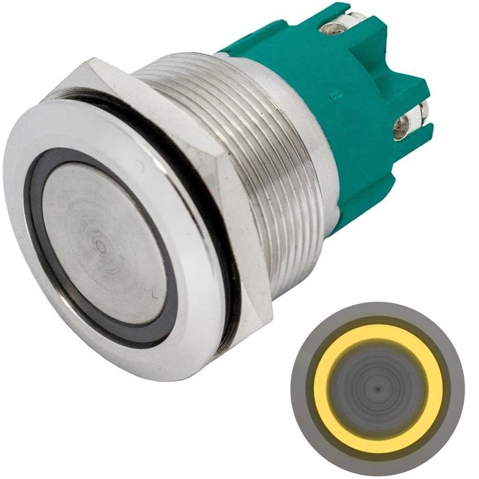 Stainless steel Pressure switch Flat Ø25mm Ring LED IP65 Screw Connection 250V 3 - Picture 6 of 8
