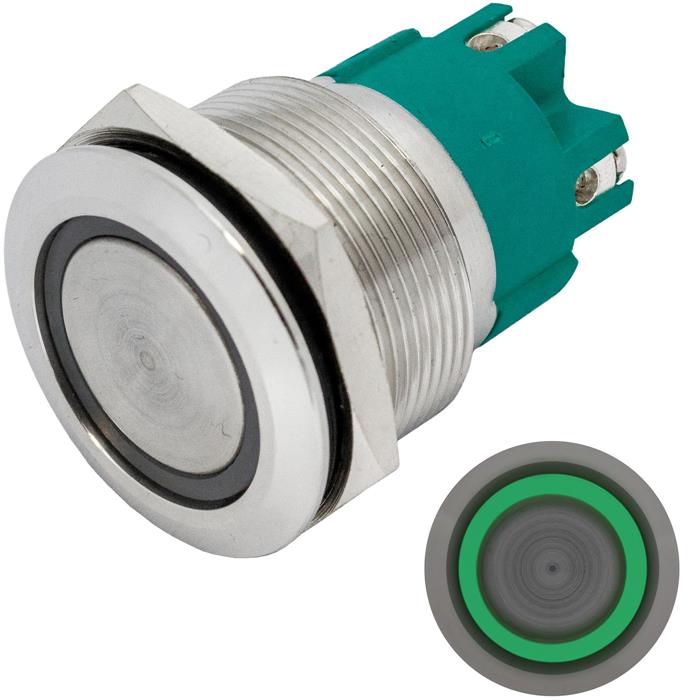 Stainless steel Pressure switch Flat Ø25mm Ring LED IP65 Screw Connection 250V 3 - Picture 7 of 8