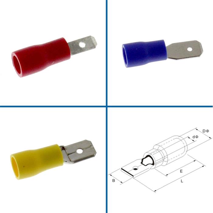 Flachstecker & Flachsteckhülsen isoliert 0,5-6,0mm² Kabelschuh  Steckverbinder