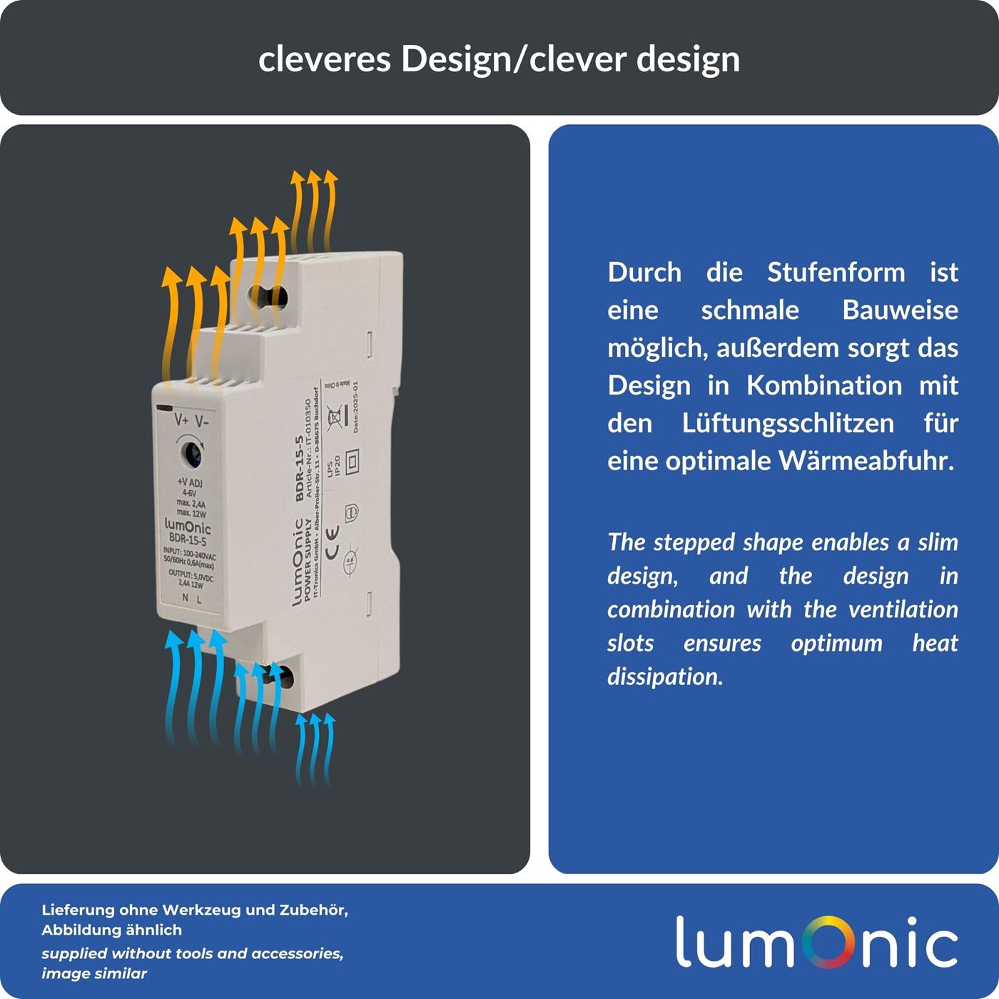 DR15-5 Netzteil für Hutschiene 5V 12W | 61104 DR15-5 Netzteil für Hutschiene 5V 12W | 61104