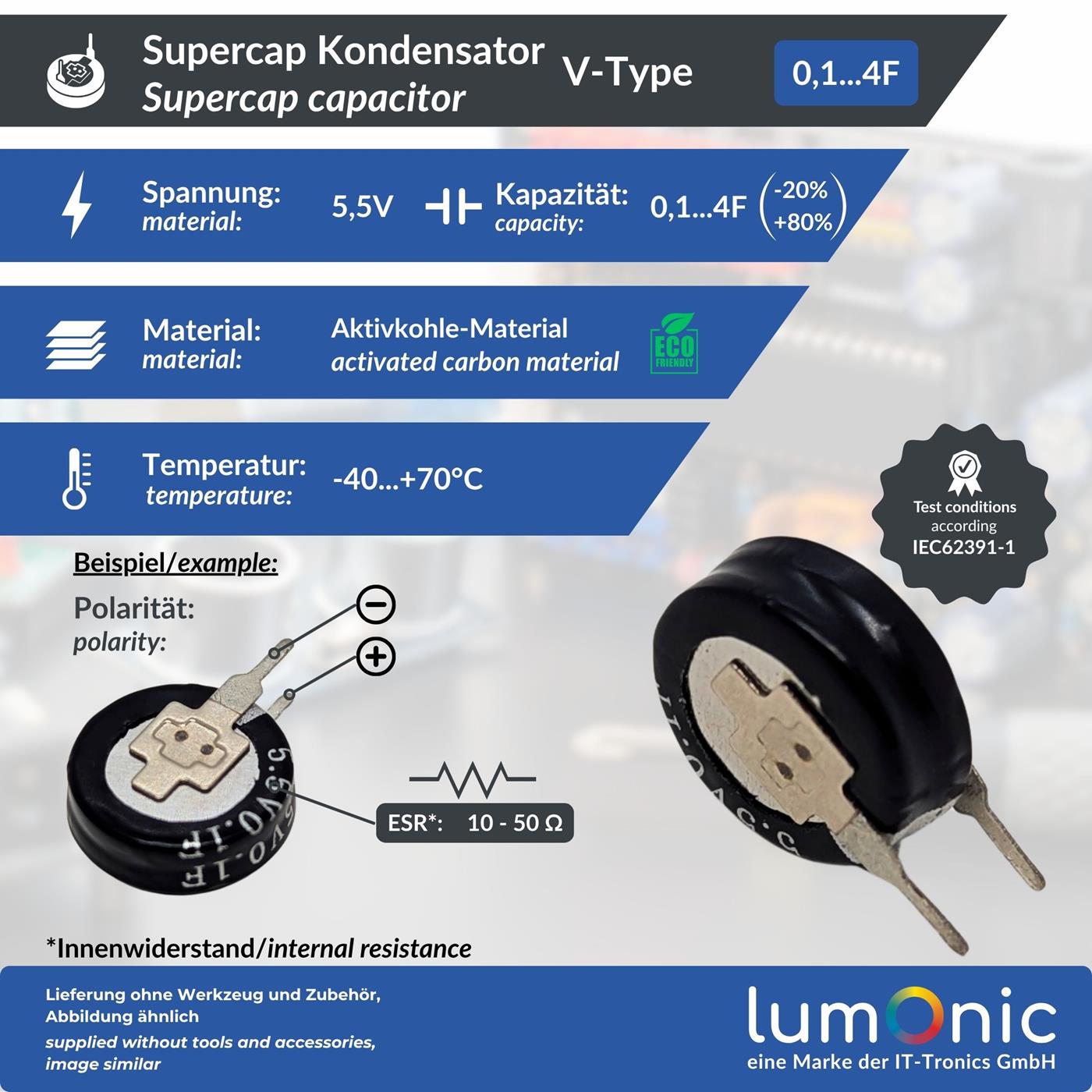 Supercap 0,1…4,0F 5,5V H/C/V-Type, direkt einsetzbarer EDLC, hohe Kapazität, 5,5 - Picture 7 of 7