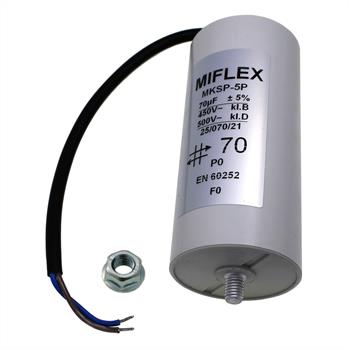 5uF AnlaufKondensator MotorKondensator 5µF 450V 30x53mm Leitung M8 Miflex