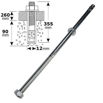 5x M12 X 355mm Schwerlastanker Verzinkt Metalldubel Bolzenanker Blitzdubel Ebay