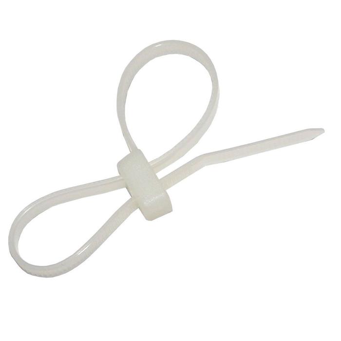 100x Cable Tie Double Head 200 X 4,8mm White Natural 22kg Pa6.6 