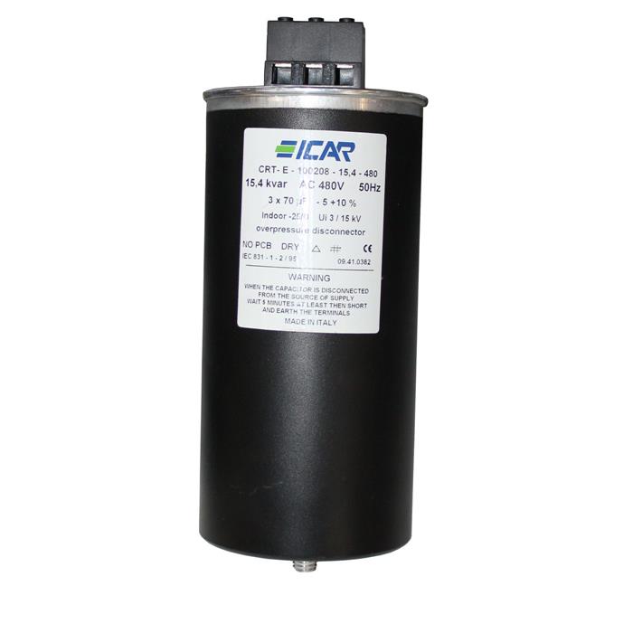 Reactive current capacitor 3 phases 3x 70µF 15,4kvar 480V ICAR CRTE