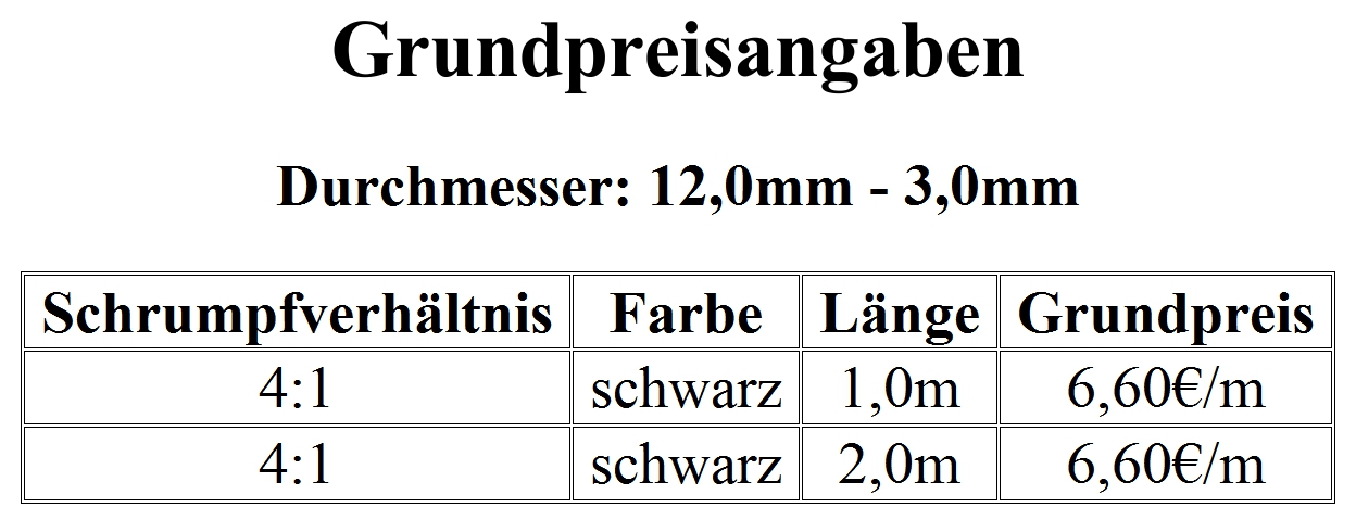 Schönwitz 09-07-02-1 Meter Schrumpfschlauch 1,2 mm auf 0,6 mm transparent 
